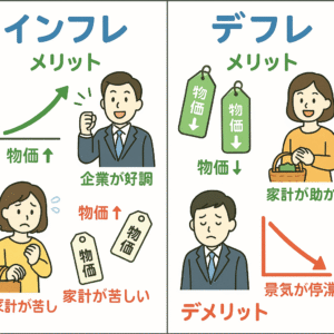インフレとデフレを解りやすく解説した図解